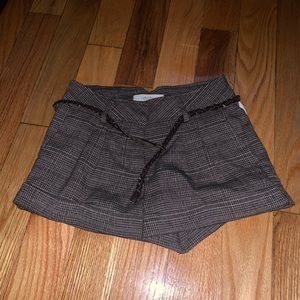 Plaid Cuffed Shorts with Leather Belt